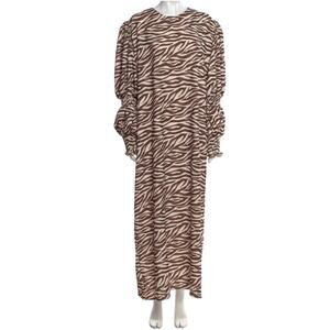 The Lulo Project Tent Dress Women Brown Animal Print Long Sleeve Casual NWT